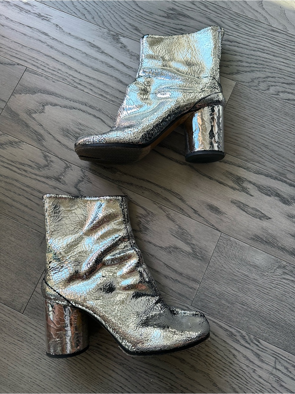 Martin Margiela Cracked Silver Tabi Boots - Picture 2 of 8